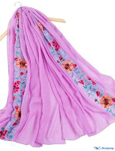 OrcaJump - Womens Plain Embroidered Floral Viscose Shawl Scarf from Indian Bandana Print Cotton Scarves and Wraps Soft F Embroidered Pink Dupatta For Summer, Bohemian Dupatta With Embroidered Border For Spring, Summer Pink Floral Print Dupatta, Summer Dupatta With Multicolor Embroidery, Bohemian Floral Embroidered Dupatta For Summer, Bohemian Floral Embroidered Summer Dupatta, Summer Bohemian Floral Embroidered Dupatta, Spring Pink Embroidered Dupatta Fabric, Traditional Pink Embroidered Summer Fabric