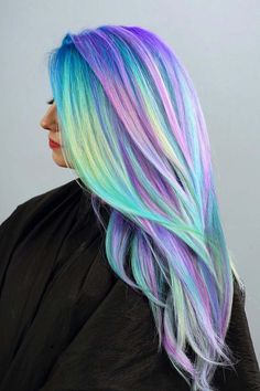 The Magnetic Power Of Incredibly Vibrant Blue Highlights Exotic Hair Color, Holographic Hair, Hair Colour Design, Mermaid Hair Color, Galaxy Hair, Creative Hair Color