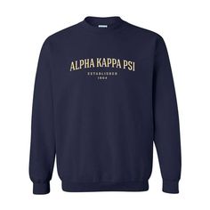 Officially Licensed Crewneck Sweatshirt for Alpha Kappa Psi. Your order will be printed & made to order in 3-7 business days once you have placed your order!Â Your new go to crewneck sweatshirt. This staple sweatshirt is soft and lightweight, with the right amount of stretch. It's comfortable and flattering for all. It's comfortable and flattering for all. Â â€¢ 50% airlume combed and ringspun cotton and 50% polyester Â â€¢ Heather Sport color is 60% combed and ring-spun cotton, 40% polyesterÂ Â Kappa Alpha Order, Sigma Tau Gamma, Alpha Kappa Psi, Phi Kappa Psi, Pi Shirt, Sigma Alpha Iota, Delta Sigma Phi, Phi Theta Kappa, Alpha Tau Omega