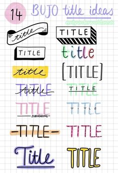 some type of lettering that is in different colors and styles on a sheet of paper