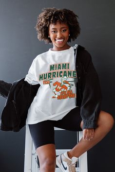 MIAMI HURRICANES IN THE LEAD OVERSIZED CREWNECK TEE From The Sidelines, Oversized Crewneck, Spring Collection, Game Day, Fashion Games, The Fashion, Miami, Crew Neck, Festival