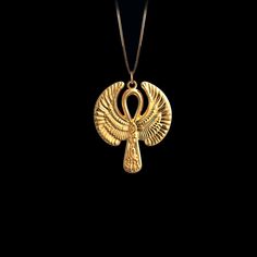 This solid gold key of Ankh necklace showcases exquisite craftsmanship, symbolizing life and spirituality. The key of Ankh pendant is more than just jewelry; it's a fine representation of ancient Egyptian elegance and the timeless allure of this sacred symbol. PENDANT INFORMATIONThis pendant is made of real, solid gold.• Made in USA• Material: 14k or 18k solid gold• Finish: polished• Height: 1.25" (31,5 mm) x Width: 1" (26,5 mm)• Pendant weight: approx. 6 grams (14k)• Bail: fits up to 4 mm chain Amulet Style Ankh Necklace In Brass, Symbolic Ankh Brass Necklace, Ceremonial Ankh Amulet Necklace, Spiritual Ankh Necklace For Ceremonial Use, Gold Brass Ankh Jewelry, Yellow Gold Ankh Necklace, Luxury Gold Ankh Jewelry, Gold Ankh Brass Jewelry, Gold Ankh Necklace For Ceremonial Occasions