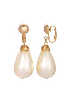 Classic and versatile, these faux pearl clip on earrings are perfect for dinners, weddings, or simply dress up your everyday casual outfit. | 1928 Jewelry Gold-tone Faux Pearl Drop Clip Earrings, White Cheap Vintage Pearl Earrings, Cheap Vintage Dangle Pearl Earrings, Cheap Vintage Pearl Earrings For Formal Occasions, Affordable Retro Wedding Jewelry, Cheap Vintage Pearl Drop Earrings, Luxury Classic Pearl Earrings With Embellishments, Cheap Vintage Pearl Drop Jewelry, Cheap Traditional Pearl Drop Earrings, Luxury Vintage Pearl Earrings For Formal Occasions