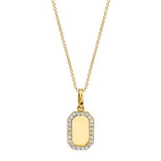 Because who doesn't want a little bit of sparkle? We updated the signature gold pendant with a seriously stunning diamond trim. Cute Headphones, Rectangle Pendant, Hoop Charms, Gold Signet Ring, Timeless Jewelry, A Letter, Diamond Heart, Signet Ring, Charm Earrings