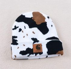 Cow Print Carhartt Beanie, Western Flat Bill Hats, Cow Print Items, Cow Print Gifts, Cow Print Things, Cow Print Clothes, Cow Print Beanie, Cow Print Stuff, Cow Items