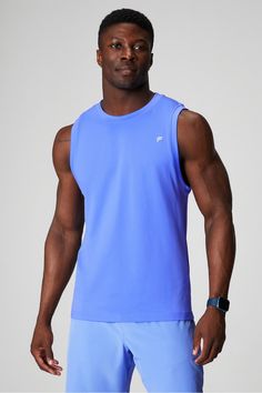 The Training Day Muscle Tank FL2 blue male Activewear >> Mens >> Top >> Sleeveless Tees Seamless regular 4-Way Stretch/Anti-Stink/Breathable/Lightweight Feel/Sweat Wicking Blue Sleeveless Athleisure Activewear, Blue Sleeveless Tank Top For Gym, Blue Crew Neck Activewear For Summer, Blue Sleeveless Moisture-wicking Activewear, Blue Sleeveless Sports Tank Top, Blue Cotton Tank Top For Workout, Blue Cotton Sporty Muscle Tee, Sporty Blue Cotton Muscle Tee, Blue Crew Neck Muscle Tee For Summer