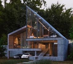 Architecture Cool, Persian Architecture, A Frame House, House Architecture Design, Prefab Homes, Villa Design, Glass House, Small House Design