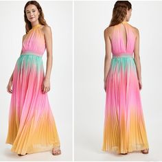 Rococo Sand Zale Chiffon Long Dress In Multicolor Xs Sold Out Nwt - New With Tags! Beautiful, Bright Ombre Maxi Dress Perfect For A Summer Outing Or Beach Getaway Self: 100% Poly Lining: 100% Viscose Handmade In India Dry Clean Only Fully Lined Split Back With Dual Loop Button Closures Smocked Waist Pleated Chiffon Fabric Summer Evening Multicolor Maxi Dress, Multicolor Summer Cocktail Dress, Multicolor Maxi Dress For Summer Cocktail, Multicolor Maxi Dress For Summer Cocktail Events, Multicolor Chiffon Evening Dress, Yellow Sundress For Cocktail Occasions, Yellow Chiffon Maxi Dress For Evening, Yellow Chiffon Evening Maxi Dress, Multicolor Chiffon Sundress