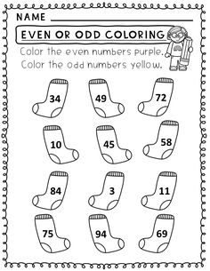 an odd number worksheet for children to learn how to count the numbers in socks