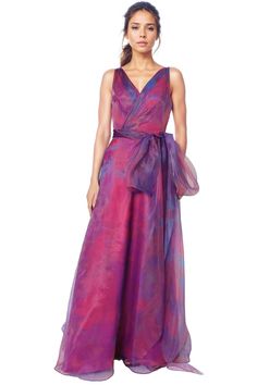 V-Neck Organza A-Line Gown Bat Mitzvah Dresses, Printed Organza, Purple Gowns, Top Bra, A Line Gown, Wedding Guests, Going Out Outfits, Bridesmaids Dresses, Bat Mitzvah