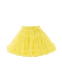 yellow tulle netting bow detailing elasticated waistband flared curved hem Yellow Flowy Tiered Mini Skirt, Fitted Yellow Tutu Dress For Dress-up, Yellow Mini Skirt With Lining, Yellow Ruffled Mini Skirt, Yellow Tutu Skirt Kids, Poofy Skirt, Yellow Tutu, Tutu Skirt, Girl Outfits