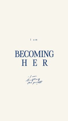 a book with the title i am becoming her written in blue ink on white paper