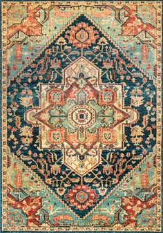 Bohemian Elements, Medallion Area Rug, Bold Color Schemes, Up House, Medallion Rug, Rugs Usa, Buy Rugs, Green Area Rugs, Rectangular Rugs