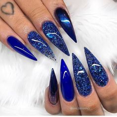 Blue Stiletto Nails, Bold Nails, Blue Coffin Nails, Dark Blue Nails, Blue Glitter Nails, Glitter Stilettos, Coffin Nails Matte, Nails Stiletto, Perfect Manicure