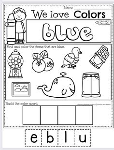 a worksheet with the words we love colors and an image of a bird