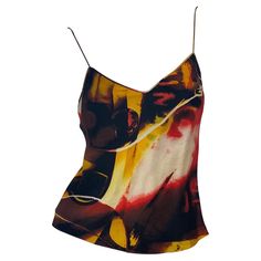 Vintage John Galliano for Christian Dior Silk Cami Top Early 2000-s Multicolored Silk Top, Spaghetti Straps, Slip-on Style. Measurements: Length - 21 inch, Bust - 32/34", Waist - 32". Excellent condition. Red Camisole, Silk Cami Top, Dior Top, Camisole Set, Silk Cami, Top Tank, John Galliano, Looks Vintage, Cami Top