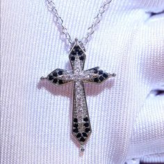 Brand New Women's Diamond Cross Necklace 14k White Gold Plated Sterling Silver Genuine 2ct Lab Created Diamonds 1ct Natural Black Onyx Gemstones Measurements Of The Cross 1" X .75" Chain Length - 18" Buy With Confidence From A Seller With A 99%+ Rating! Retail Price $350 A0196 (Id-268-) Hallmarked Sterling Silver Black Necklace, Black Sterling Silver Hallmarked Necklace, Sterling Silver Black Hallmarked Necklace, Black Sterling Silver Diamond Cut Jewelry, Black Diamond Cut Sterling Silver Jewelry, Black Sterling Silver Jewelry With Diamond Cut, Black Sterling Silver Jewelry With Diamond Accents, Sterling Silver Jewelry With Black Diamonds For Anniversary, Black Hallmarked Necklaces For Anniversary