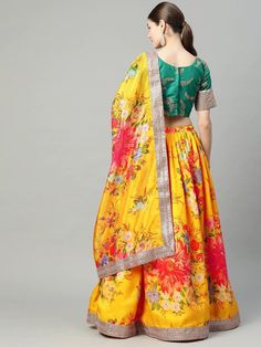 Mustard yellow and green embroidered lehenga choli with dupatta
Green embroidered unstitched blouse
Mustard yellow and red printed semi-stitched lehenga, has drawstring closure, flared hem
Mustard yellow and red printed dupatta, taping border
Size & Fit
Choli at Bust: Customizable upto 42 inches
Lehenga waist: Customizable upto 40 inches
Lehenga Length: 45 inches
Lehenga Flare: 3.40 m
Dupatta Length: 2.20 m
Dupatta Width: 1.05 m
Material & Care
Lehenga fabric: Organza Silk
Blouse fabric: Silk
Le Diwali Semi-stitched Floral Print Choli, Yellow Palazzo Set With Printed Motifs And Traditional Drape, Yellow Palazzo Set With Printed Motifs In Traditional Drape, Traditional Yellow Palazzo Set With Printed Motifs, Yellow Semi-stitched Sets For Navratri, Unstitched Art Silk Lehenga With Printed Motifs, Yellow Unstitched Floor-length Sharara, Festive Yellow Set With Printed Motifs, Festive Unstitched Lehenga With Printed Motifs