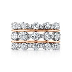 This 3 piece stacking band set gives you the option to style it many different ways. The bands can be purchased as a set, or the center band can be purchased on it's own. Available in 18K White Gold, Yellow Gold, or Rose Gold Diamond weight Outer band set= 2.65 carats Center band = 1.85 carats Carat weights are reflective of a size 5 ring. Smaller sizes will have lower carat weights than those listed. Please contact us for custom sizes, qualities, and layouts Mickey Mouse Icon, Mouse Icon, Stack Rings, Wedding Band Styles, Diamond Stacks, Solid Gold Band, Stack Ring, Stacking Bands, Ring Stack