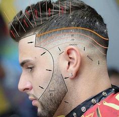 Fade marking that will guide you to an even fade all around www.dshave.com Barbers Cut, Casual Man, Mens Fade, Mens Cuts, Fade Haircut, Boy Hairstyles, Hair And Beard Styles