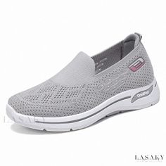 Lasaky - Versatile Mesh Sneakers in Beijing Style - Ideal for Walking and Casual Wear Casual Gray Slip-on Running Shoes, Casual Gray Walking Shoes For Light Exercise, Gray Casual Slip-on Sneakers For Light Exercise, Gray Round Toe Sneakers For Light Exercise, Gray Non-slip Sneakers For Walking, Gray Sneakers For Light Exercise With Round Toe, Gray Non-slip Flat Sneakers, Casual Non-slip Gray Walking Shoes, Casual Flat Gray Walking Shoes