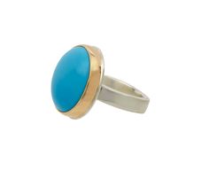 Striking in its eye catching color of saturated sky blue, this Jamie Joseph ring is a bold, statement making piece of jewelry. The smooth, large round stone is framed in a bezel of 14K gold and centered on Jamie's signature sterling silver groovy band. Turquoise is believed to facilitate loving, compassionate behavior and helps the wearer to recover from emotional disputes.sleeping beauty turquoise : 18mm diametersterling silver groovy band width : 4.5mmsize available : 7.5resizing fee : $110-$1 Jamie Joseph Jewelry, Jewelry Facts, Daniela Villegas, Twist Jewelry, Zoe Chicco, Cathy Waterman, Stone Feature, Kate Beckinsale, Single Stone