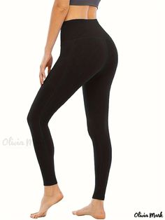 Olivia Mark - Premium Plus-Size Active Leggings - Set of 4: Womens Solid Tummy Control Workout Yoga Pants with High Waist and Convenient Phone Pockets Tight Full Length Gym Bottoms, Tight Full-length Yoga Pants With Contoured Waistband, Moisture-wicking High Rise Tight Bottoms, High Rise Moisture-wicking Tight Bottoms, Compression Full-length Pants With Contoured Waistband, Tight High Rise Bottoms For Pilates, Hip-length Leggings With Contoured Waistband For Yoga, High Rise Tight Bottoms For Pilates, Compression Training Pants With Wide Waistband