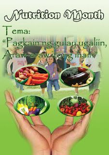 two hands are holding plates with different foods in them and the words, nutrition month