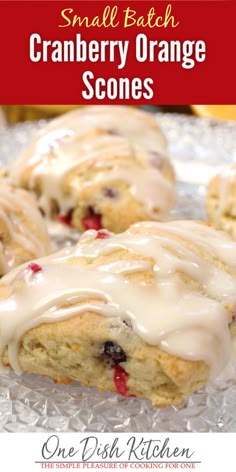 small batch cranberry orange scones with icing