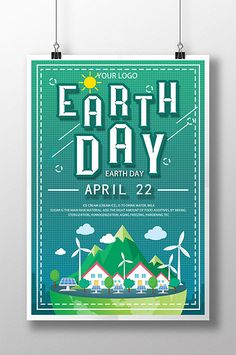 an earth day poster is hanging on the wall