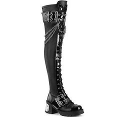 Trendy Fashion Black Chunky Over the Knee Lace Up Goth Emo Alt Skater Thigh High Combat Boots, Women's shoes Thigh High Combat Boots, Demonia Boots, Alternative Shoes, Demonia Shoes, Horseshoe Ring, Festival Shoes, Punk Boots, Cosplay Shoes, Womens Knee High Boots