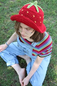 strawberry cottagecore aesthetic teen room decor y2k fashion outfits hat bucket street fashion kawaii japanese crochet pattern etsy small business knit amigurumi handmade trendy easter costumes crocheter back to school fits outfits idea fashionable chic cottage 2000s 90s colorful lipstick red fruit strawberry shortcake childrens tv show cartoon summer autumn fall 2021 outdoors animal lover lovecore spring crochet clothes fashion 2022 summer spring clothes hat tops shirts blouse Playful Red Hat For Spring, Playful Red Spring Hat, Red Crochet Bucket Hat For Summer, Cute Summer Cotton Crochet Hat, Cute Cotton Crochet Summer Hat, Cute Summer Crochet Cotton Hat, Cute Cotton Crochet Hat For Summer, Playful Red Summer Hat, Casual Red Crochet Bucket Hat