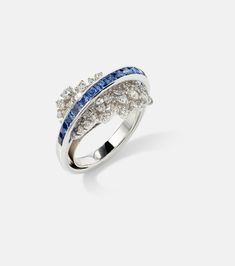 Scatter Energy 18kt white gold ring with diamonds and sapphires in silver - Ananya | Mytheresa