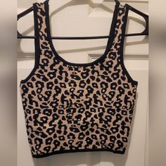 *Never Been Worn * Cute, Fun, And Extremely * Ready To Ship Asap Casual Leopard Print Tops For Night Out, Fitted Brown Tank Top For Day Out, Fitted Leopard Print Sleeveless Crop Top, Fitted Sleeveless Leopard Print Crop Top, Crop Tank Top, Kendall Kylie, Kendall + Kylie, Black Tan, Cropped Tank Top