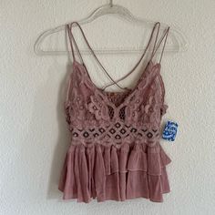 Nwt Free People Mauve Adella Cami Flowy Ruffled Lace Festival Tank Top Boho. Size Small. Condition: Nwt, No Flaws. Never Worn. Offers Always Welcome Bundle & Save! 2+ Items: 10% Off Black Bell Sleeve Top, Boho Color, Free People Bodysuit, Small Lady, White Long Sleeve Top, Festival Tops, Free People Intimates, Floral Tunic, Free People Denim