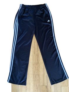 ADIDAS BLACK W/WHITE ATHLETIC PANTS MENS MEDIUM EXCELLENT CONDITION. Condition is "Pre-owned". Shipped with USPS Priority Mail. Sporty Gym Pants With Three Stripes Branding, Sportswear Straight Leg Joggers For Sports, Sporty Straight Leg Activewear For Sports, Adidas Sporty Sweatpants With Moisture-wicking, Adidas Sporty Moisture-wicking Sweatpants, Sporty Adidas Moisture-wicking Sweatpants, Adidas Casual Sweatpants For Sports, Sporty Three Stripes Sweatpants For Workout, Casual Sweatpants With Three Stripes Branding For Workout