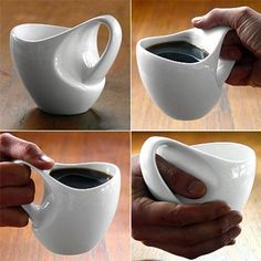 four pictures showing how to make a coffee mug