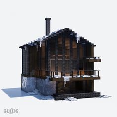 an image of a house that is made out of legos and bricks with snow on the ground