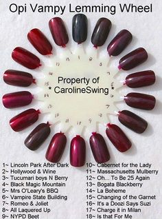 In honor of Twilight, "Breaking Dawn".......To die! I want them all!!! Short Fall Nail Designs, Short Fall Nail, Vampy Nails, Top Nails, Autumn Look, Opi Nail Polish, Opi Nails, Fabulous Nails, Fall Nail