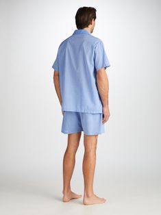 Featuring a single breast pocket, classic collar and adjustable two-button waistband. Elasticated sides on the shorts mean the front and back are flat for your comfort. The relaxed fit is ideal for ease of movement to help you drift off into a great night's sleep. The Amalfi is a super-soft, light cotton which is perfect for the warmer time of year, or for centrally-heated homes. This lightweight fabric has a soft finish and a plain, open weave that is designed to be ultra-smooth on the skin and Luxury Nightwear, Derek Rose, Sleepwear & Loungewear, Great Night, Open Weave, Cotton Pyjamas, Mens Pajamas, Pyjama Set, Pajama Shorts