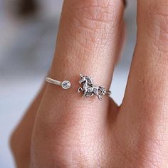 Unicorn Ring, Aquamarine Stone, Ring Dainty, Girly Jewelry, Delicate Rings, Fine Rings, Unicorn Birthday, Birthday Gifts For Girls, Dainty Ring