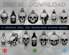 christmas skull tree decorations svg designs