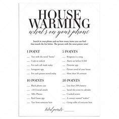 the house warming game is shown in black and white