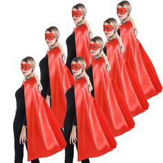 PRICES MAY VARY. 【Adults Superhero Capes Bulk】:★ Superhero capes and masks for Adults bulk includes 7 Red Capes + 7 color match masks, durable & comfortable, more choices for Halloween Dress Up Costumes, adults Superhero party favors. 【Comfort】:★ Superhero capes for adults with lacing fastening at the collar, easy to take on and take off; Superhero masks, designed in a unique way with Flat elastic strap, ensures a snug but not too tight fit. 100% Polyester. Capes are made of soft silky satin, Br Red Superhero Costume For Themed Events, Superhero Red Costume For Comic-con, Adult Superhero Party, Making A Cape Superhero, Superhero Cape Pattern, How To Sew A Super Hero Cape, Superhero Party Favors, Superhero Masks, Red Cape