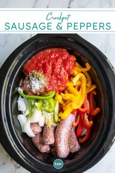 sausage and peppers in a slow cooker