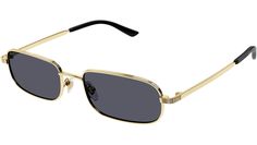 Gucci sunglasses model GG1457S Lettering eyewear collection rectangle metal frame featuring shiny endura gold frame and gold lens. Gucci Gold Sunglasses For Summer, Chic Gold Gucci Sunglasses, Gucci Gold Tinted Sunglasses, Gucci Gold Sunglasses With Gradient Lenses, Gucci Gold Sunglasses With Uv Protection, Gold Rectangular Sunglasses With Mirrored Lenses, Gold Rectangular Sunglasses With Gradient Lenses, Gold Rectangular Sunglasses With Tinted Lenses, Gold Rectangular Tinted Sunglasses