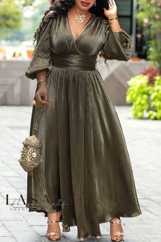 High Waist Maxi Dress, Robes Glamour, Long Dress Plus Size, Long Sequin Dress, Long Sleeve Sequin Dress, Lantern Sleeve Dress, Plain Dress, High Waist Dress, Evening Party Dress