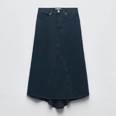 New Zara Dress 9863/256/430 Green Denim Skirt, Zara Denim Skirt, Bright Skirt, High Waist Long Skirt, Box Pleat Skirt, Flared Mini Skirt, Midi Denim, Zipper Skirt, Black Denim Skirt