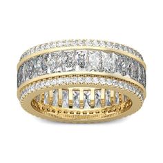 Jeulia Gold Tone Radiant Cut Sterling Silver Women's Band - Jeulia Jewelry Big Wedding Rings, Sterling Silver Rings Set, Silver Ring Set, Womens Wedding Bands, Radiant Cut, Channel Set, Anniversary Bands, White Sapphire, Gold Design