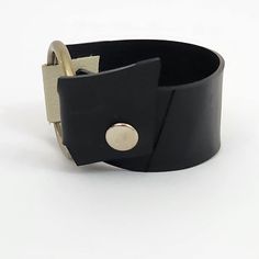 Modern Handmade Leather Cuff Bracelet, Handmade Modern Leather Cuff Bracelet, Modern Leather Bracelet With Black Band, Modern Wide Band Adjustable Bracelets, Modern Handmade Cuff Bracelets, Modern Cuff Bracelet With Black Band, Modern Handmade Black Cuff Bracelet, Upcycled Inner Tubes, Wide Bracelet